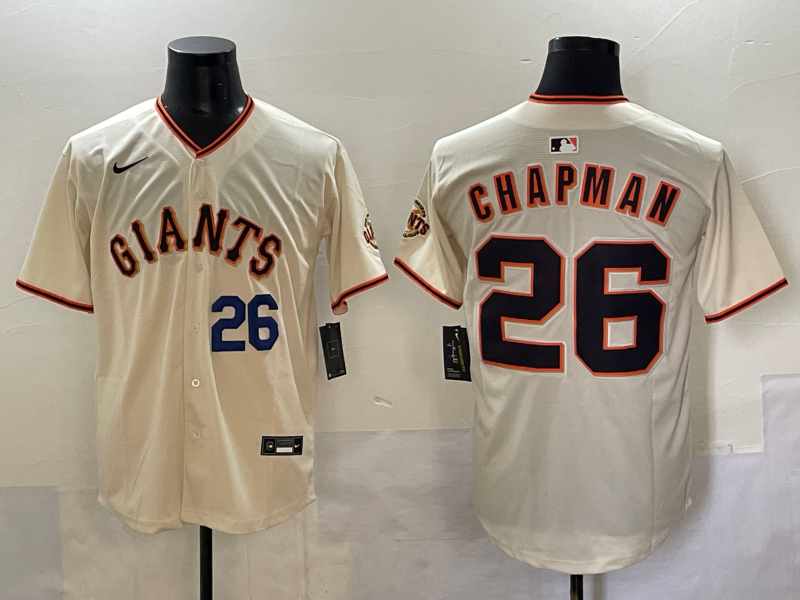Men 2025 San Francisco Giants #26 Chapman cream Nike MLB Jersey style 3